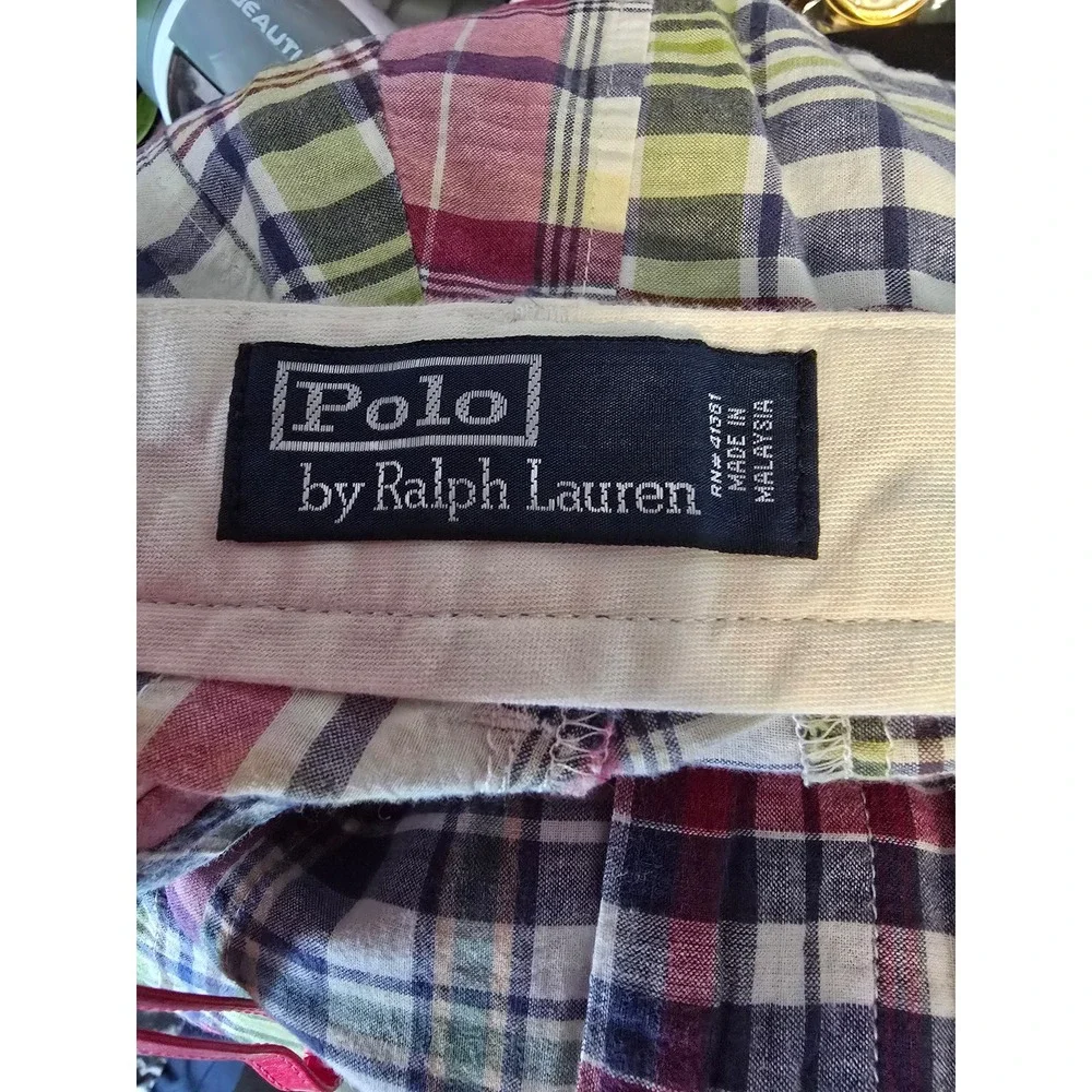 Polo Ralph Lauren Men 40 Patchwork Madras Shorts MultiColor PlaidCotton 6 Inseam